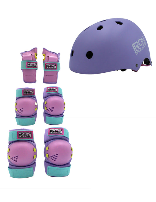 Combo De Protecciones Y Casco Infantiles Ir Rainbow
