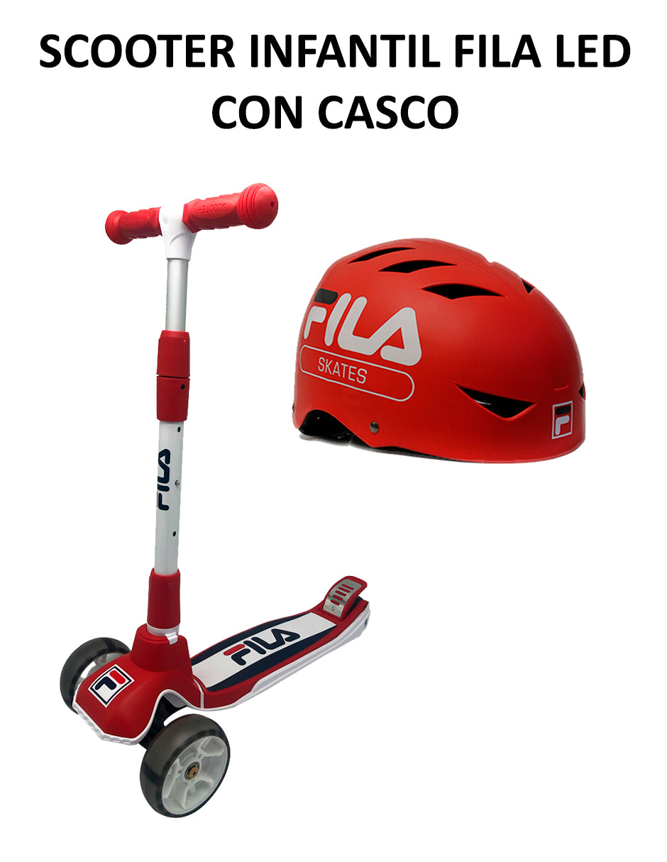 Combo De Scooter Infantil Fila Led Con Casco