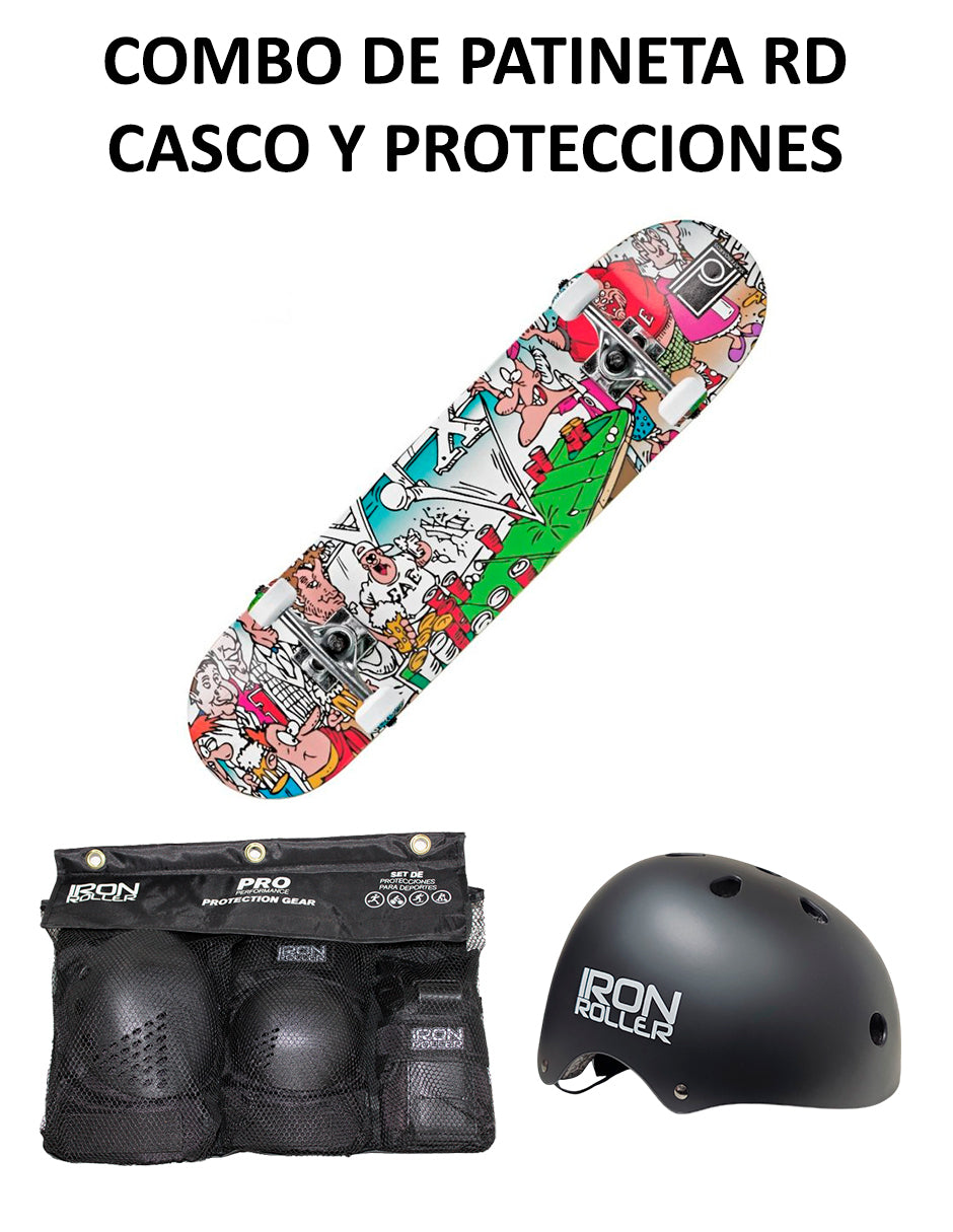 Combo De Patineta Frat House Casco Y Protecciones