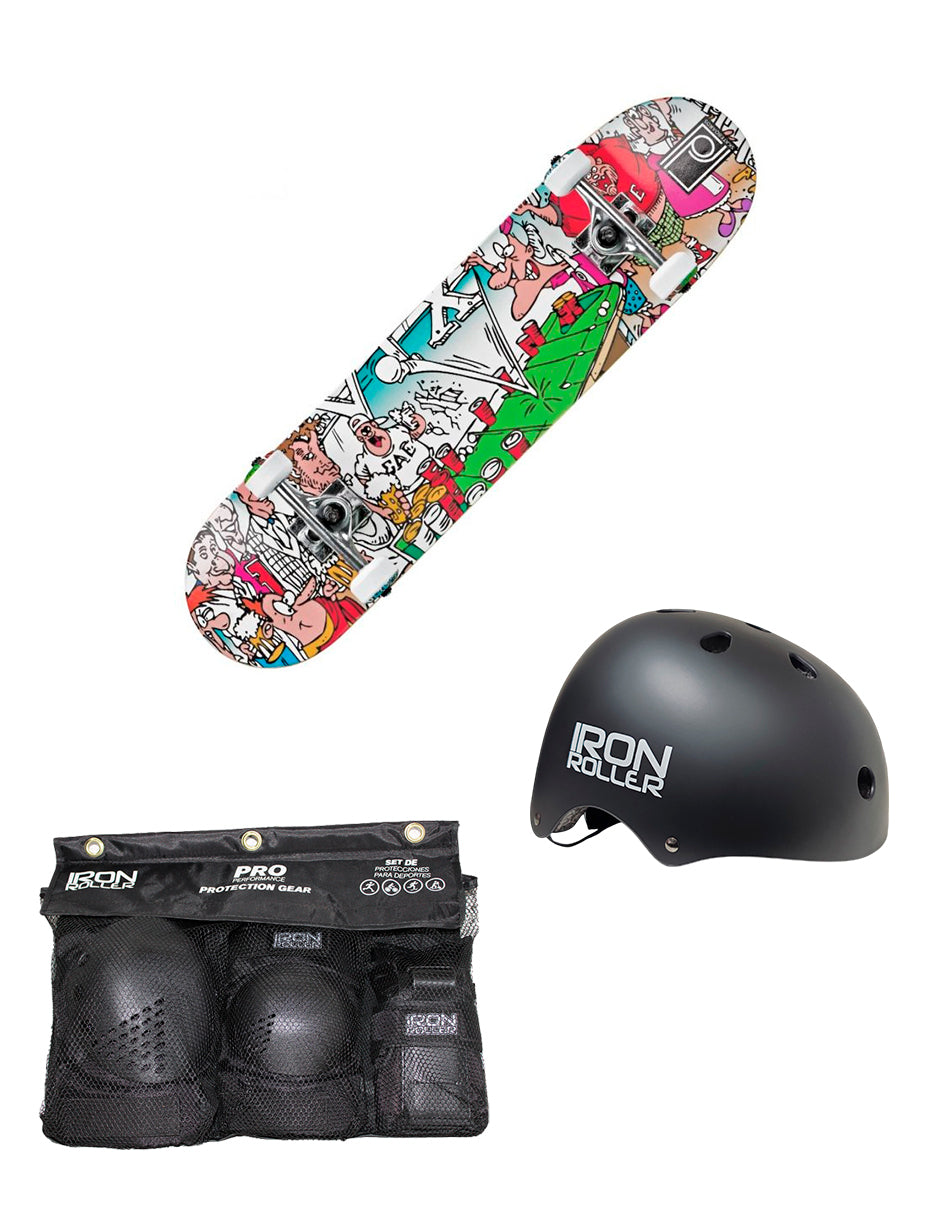 Combo De Patineta Frat House Casco Y Protecciones