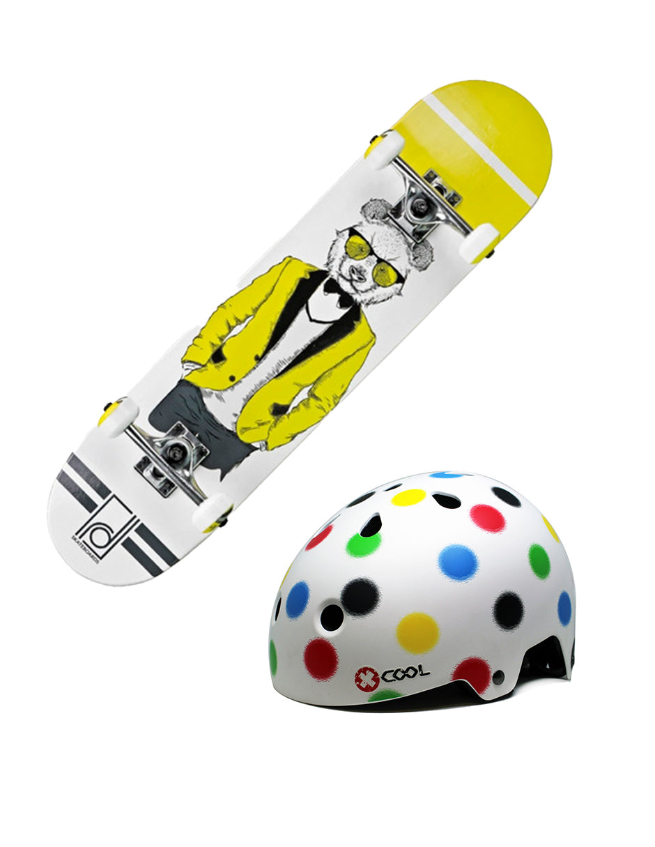 Combo Patineta Rd Mr Bear Y Casco Dots
