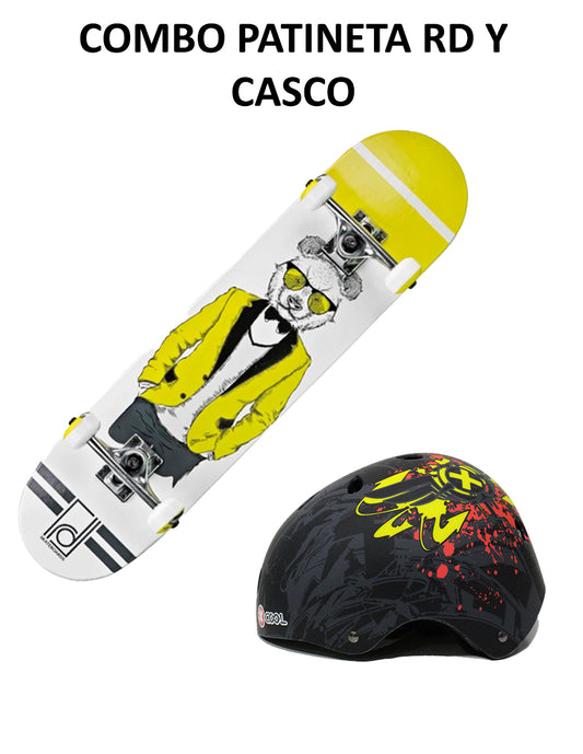 Combo Patineta Rd Mr Bear Y Casco Urban