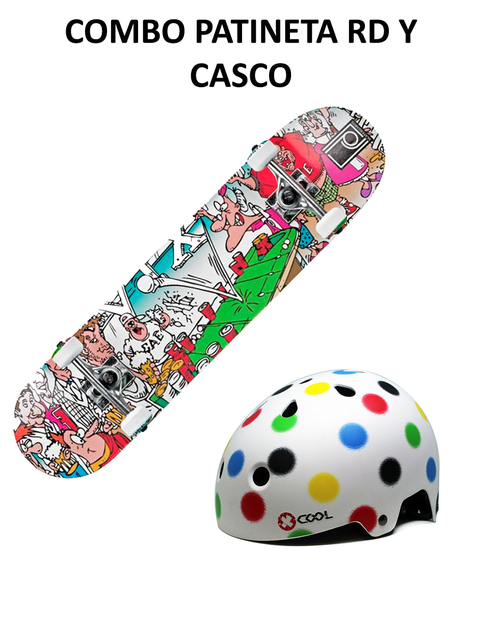 Combo Patineta Rd Frat House Y Casco Dots