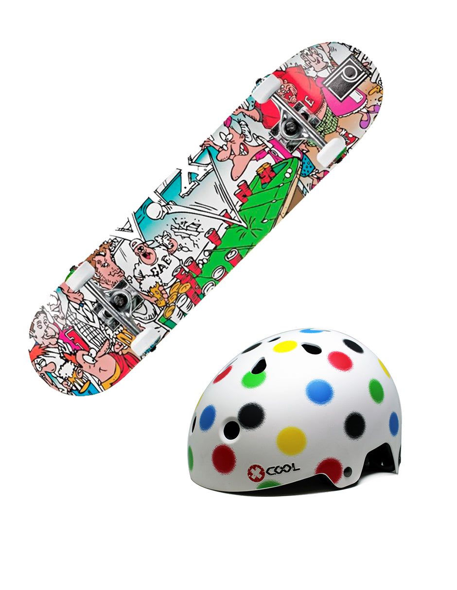 Combo Patineta Rd Frat House Y Casco Dots