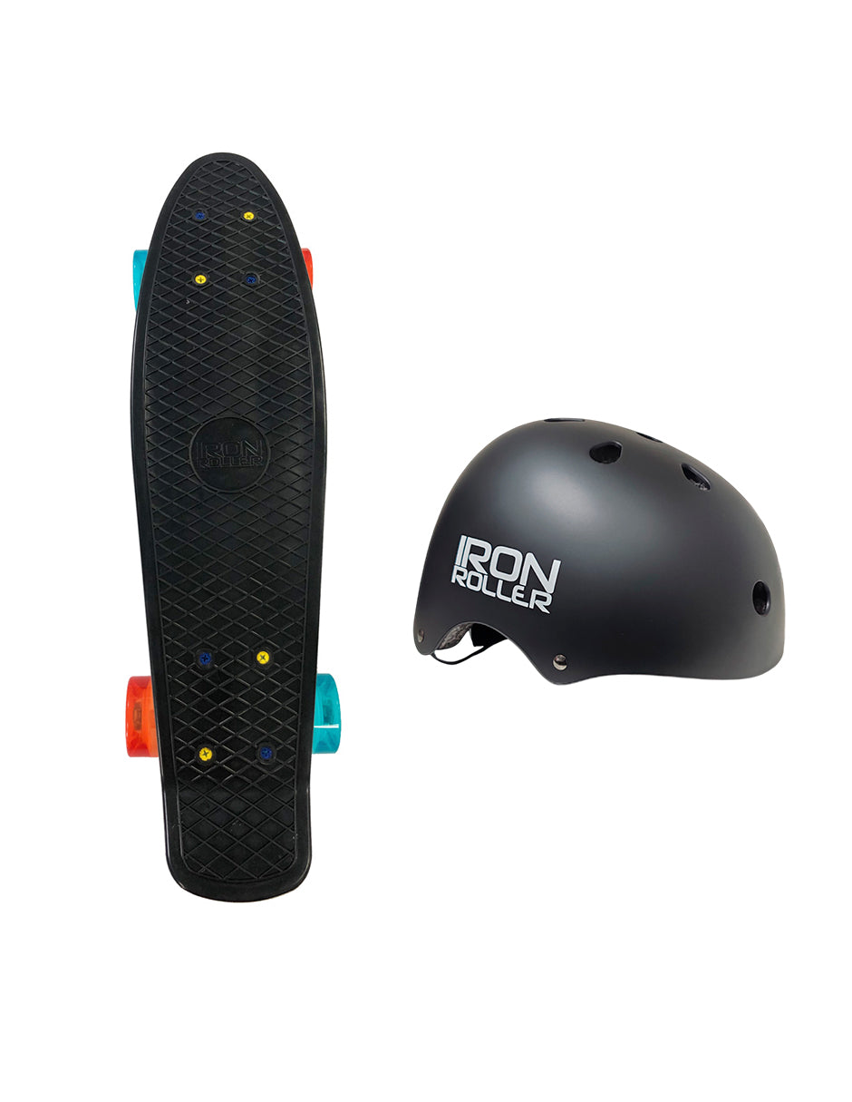 Combo Patineta Penny Negra Y Casco Ir