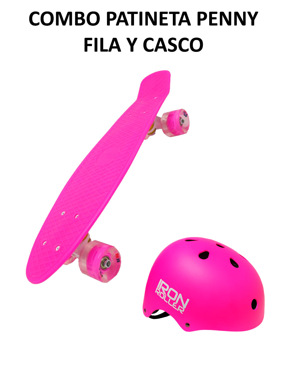 Combo Patineta Fila Rosa Y Casco Ir