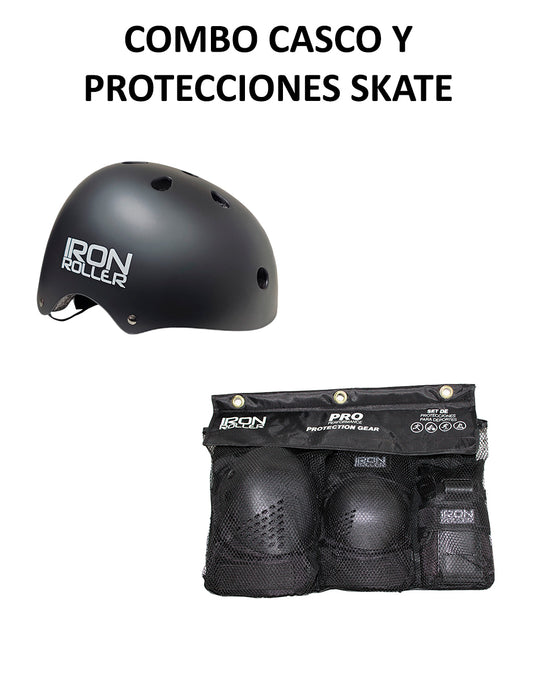 Combo Infantil De Casco Y Protecciones Ir Forza Negro