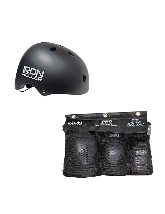 Combo Infantil De Casco Y Protecciones Ir Forza Negro