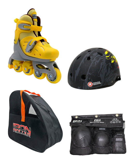 Combo De Patines Ajustables Casco Protecciones Y Bolsa Ir
