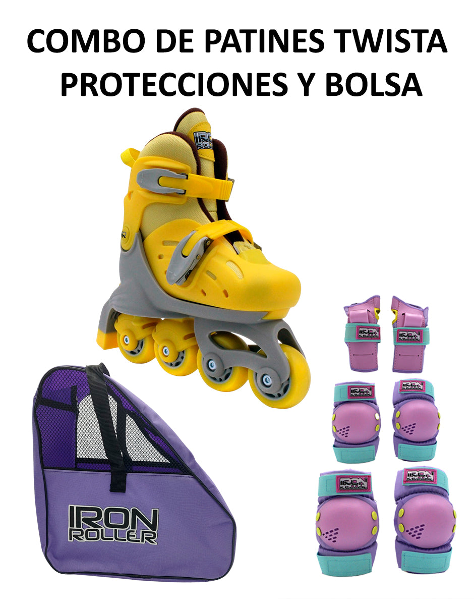 Combo De Patines Ajustables Protecciones Y Bolsa Ir Twista