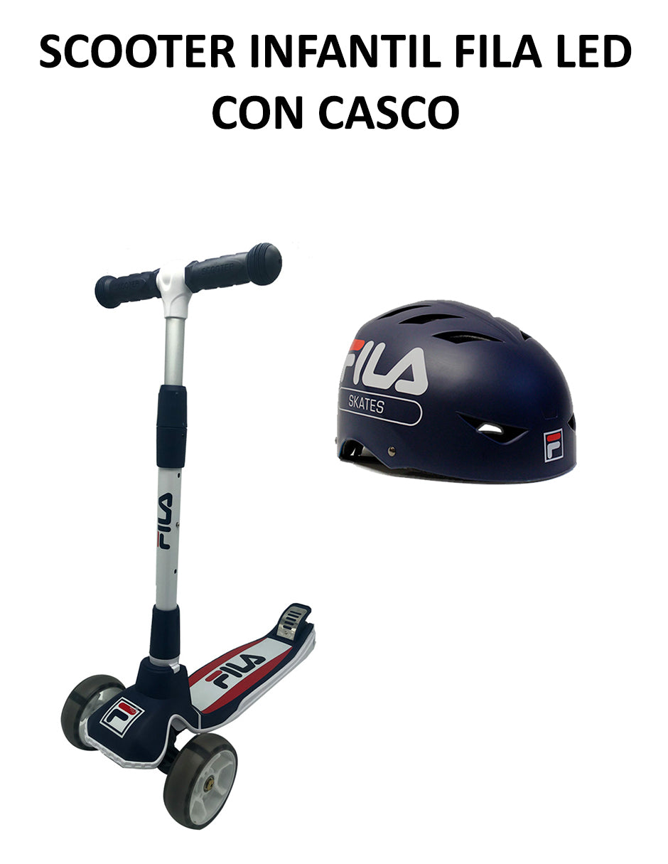 Combo De Scooter Infantil Fila Led Con Casco