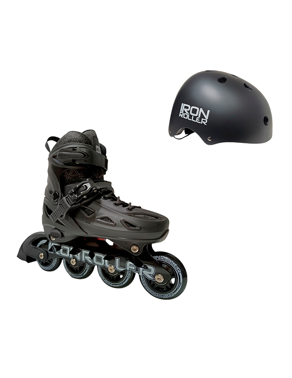 Combo De Patines Y Casco Speed Black