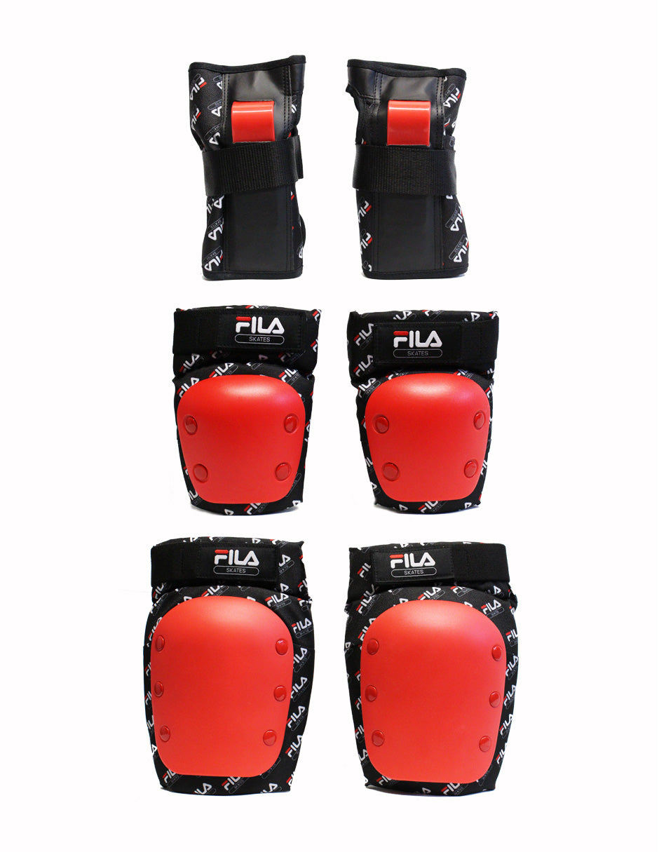 Combo De Casco Y Protecciones Fila Skate Rojo