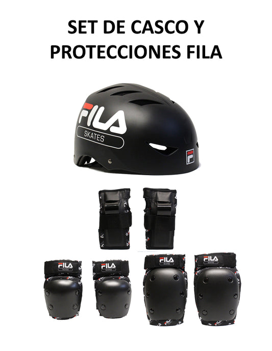 Combo De Casco Y Protecciones Fila Negro
