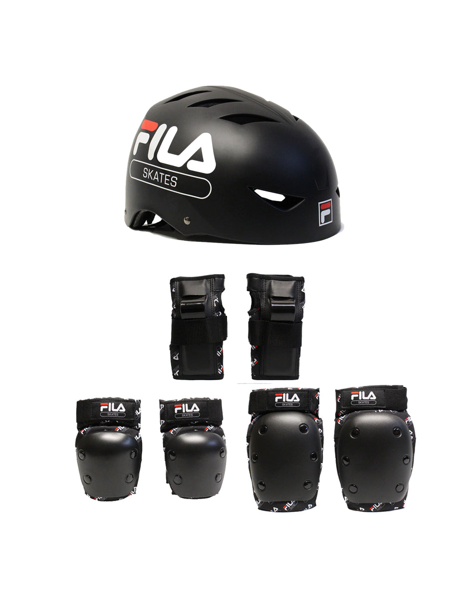 Combo De Casco Y Protecciones Fila Negro