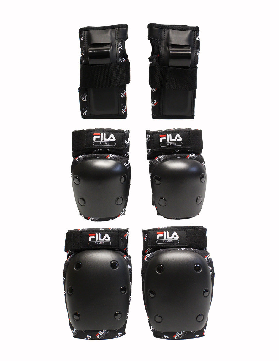 Combo De Casco Y Protecciones Fila Negro