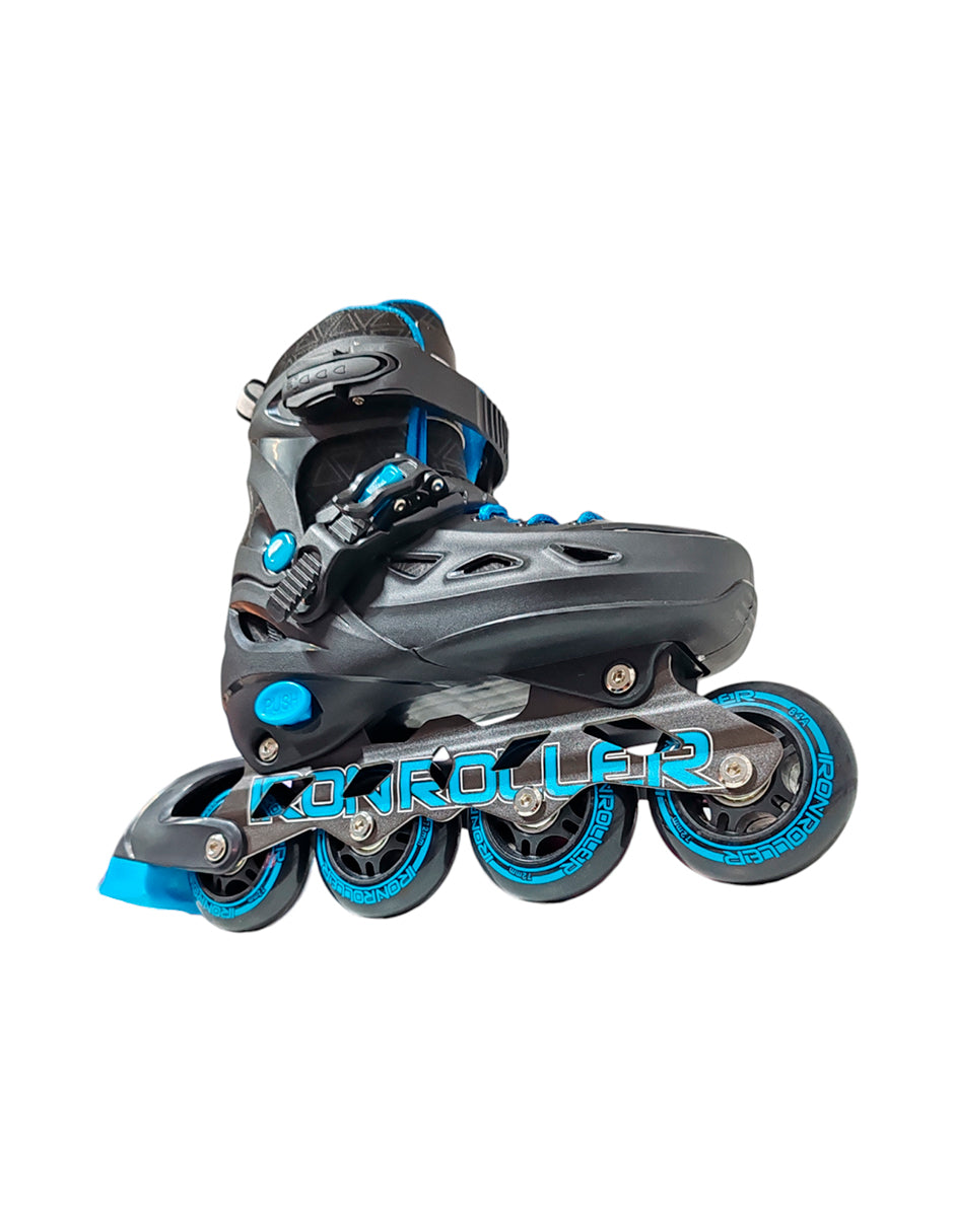 Combo De Patines Ajustables, Casco Y Protecciones Negro