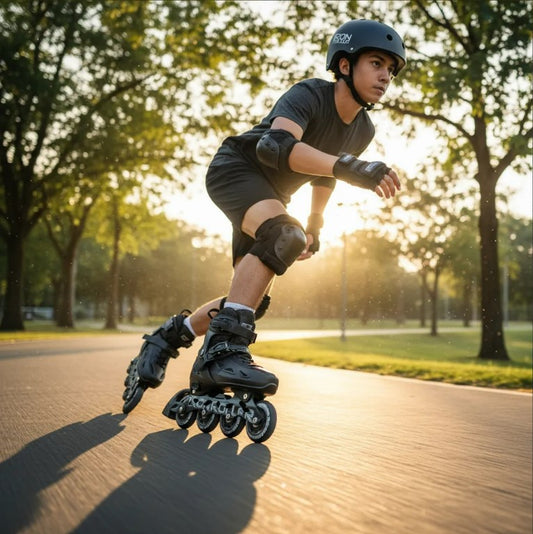Combo De Patines Ajustables, Casco Y Protecciones Negro Total