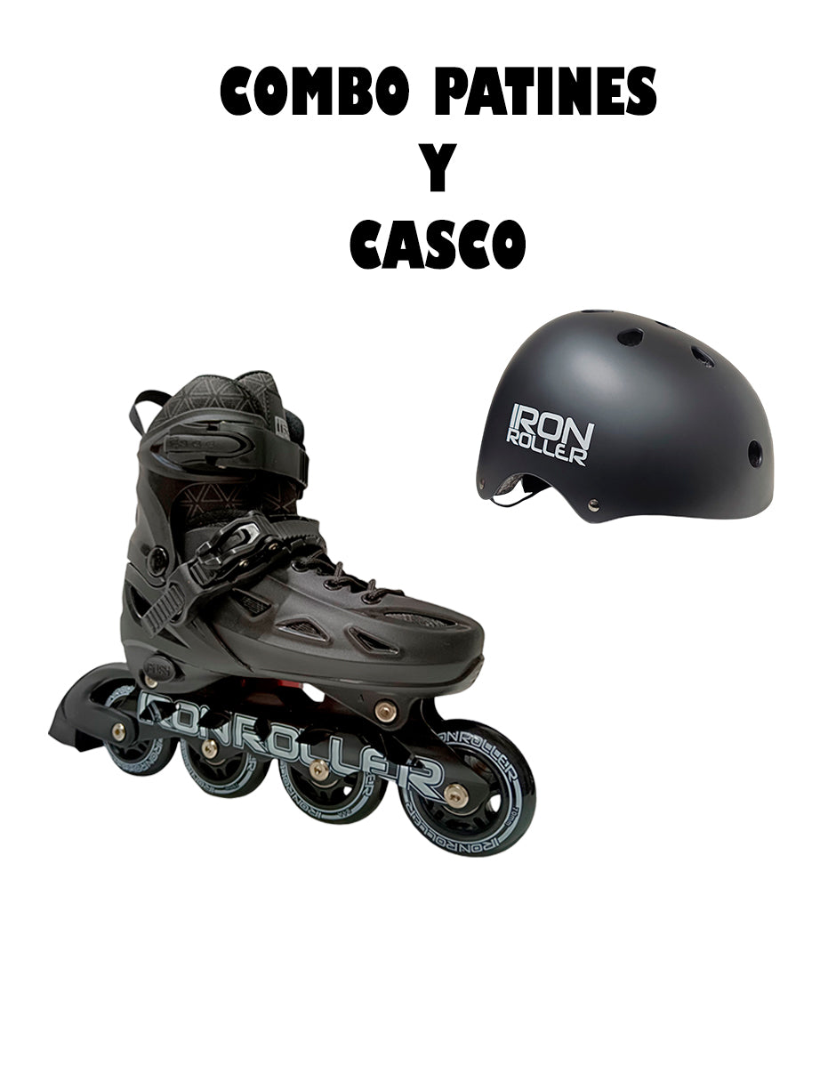 Combo De Patines Y Casco Speed Black