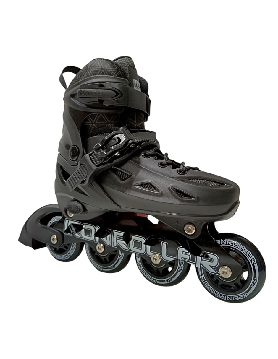 Combo De Patines Ajustables Protecciones Y Bolsa Speed Black