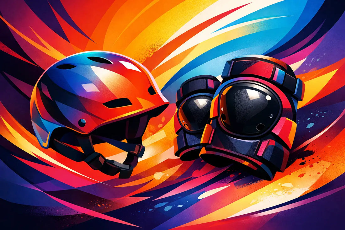 Casco y rodilleras para patinar bien