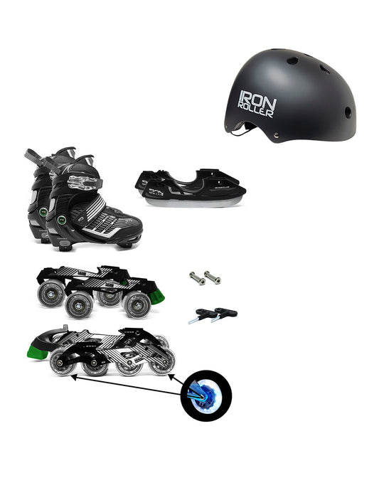 Combo De Patines 3 En 1 Ajustables Y Casco