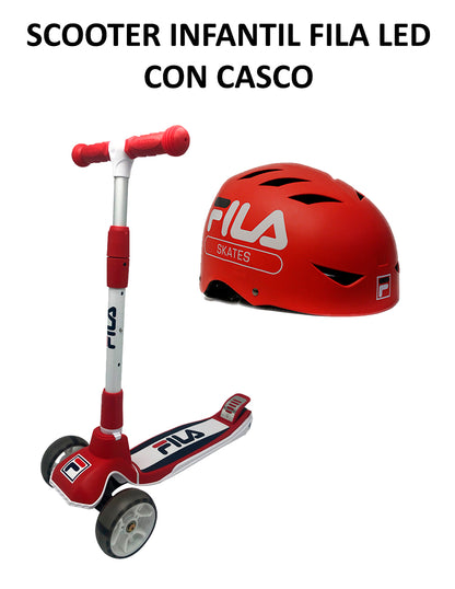 Combo De Scooter Infantil Fila Led Con Casco