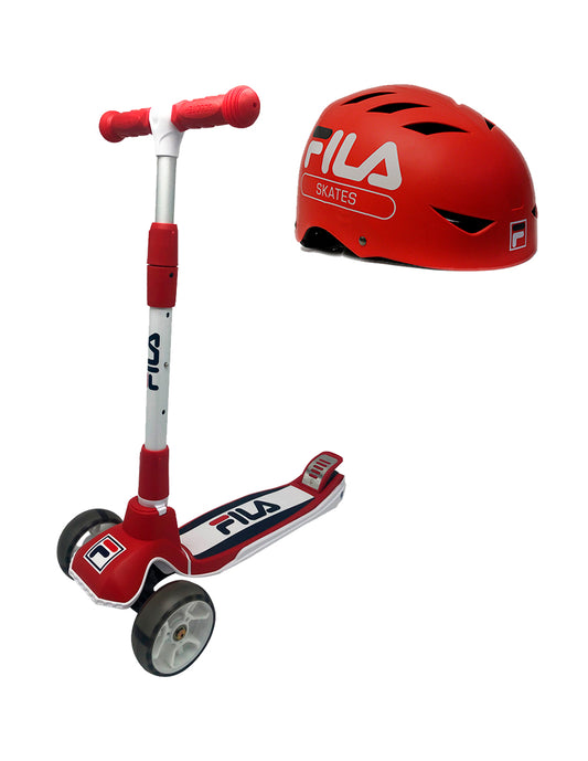 Combo De Scooter Infantil Fila Led Con Casco
