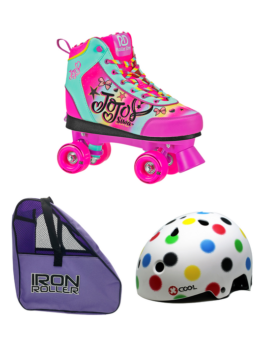 Combo De Patines Clásicos Ajustables, Casco Dots Y Bolsa De Carga