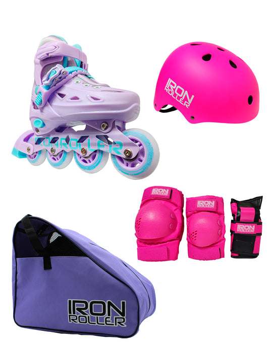 Combo De Patines Ajustables, Casco, Protecciones Y Bolsa Ir