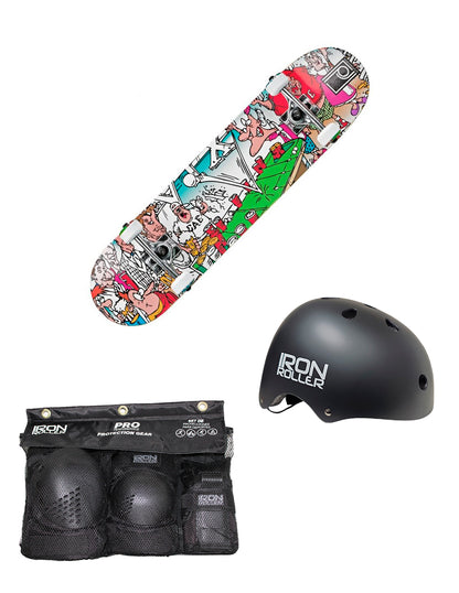 Combo De Patineta Frat House Casco Y Protecciones