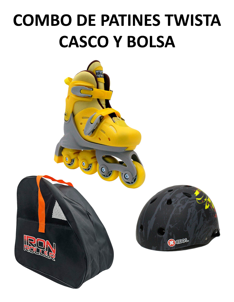 Combo De Patines Ajustables Casco Y Bolsa Ir Twista
