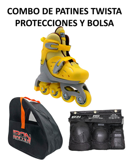 Combo De Patines Entrenadores Protecciones Y Bolsa Ir Twista