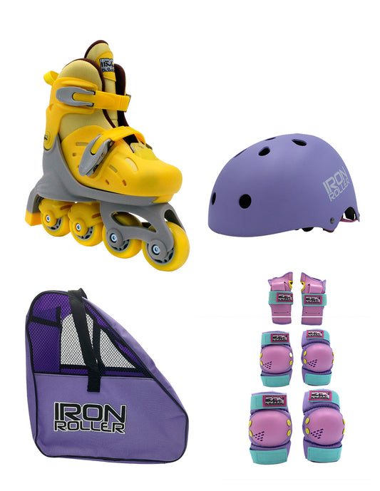 Combo De Patines Ajustables Casco Protecciones Y Bolsa Ir