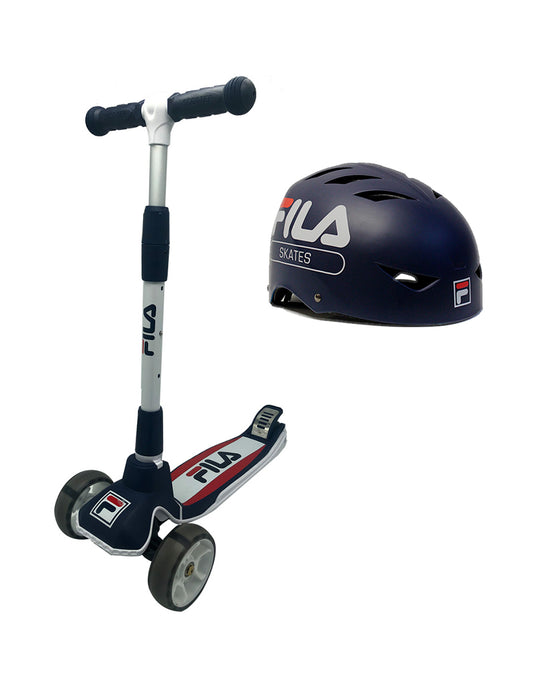 Combo De Scooter Infantil Fila Led Con Casco