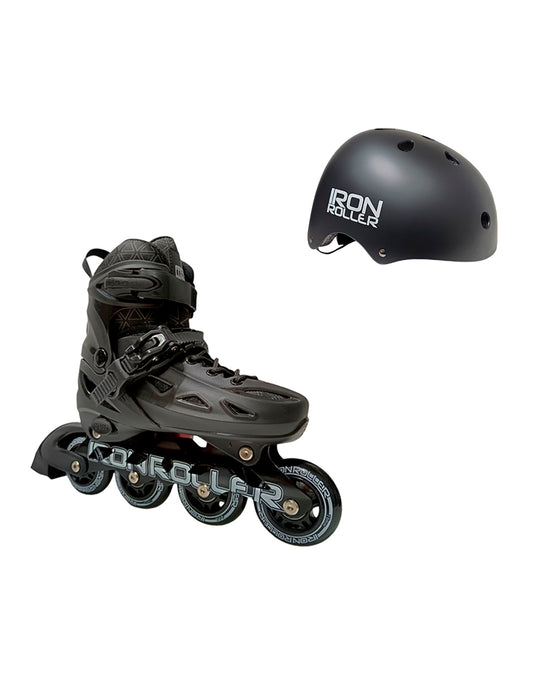 Combo De Patines Y Casco Speed Black