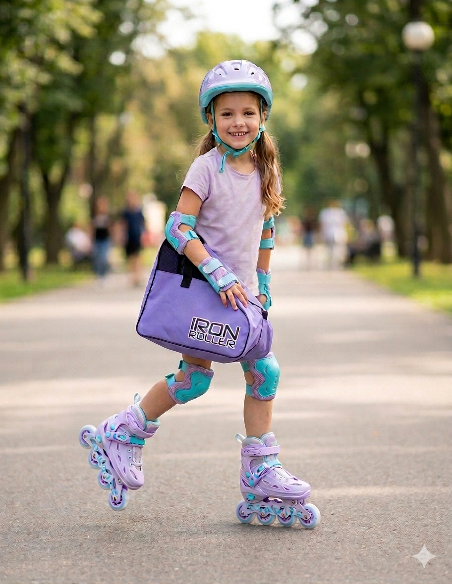 Combo De Patines Ajustables Speed Lila Y Bolsa De Carga Ir