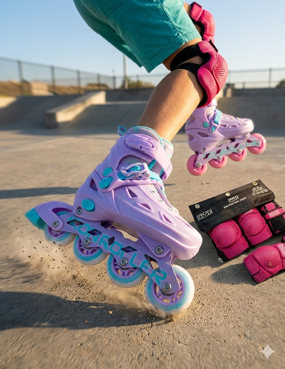 Combo De Patines Ajustables, Casco, Protecciones Y Bolsa Ir