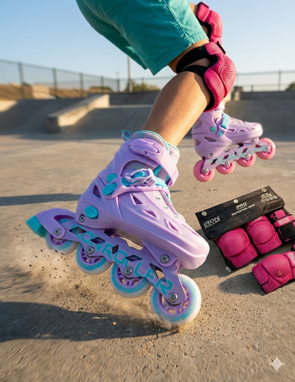 Combo De Patines Ajustables, Casco, Protecciones Y Bolsa Ir