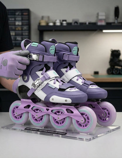 Set 8 Ruedas Patines Iron Roller 84a Morado Y Baleros Abec7