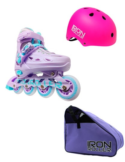 Combo De Patines Ajustables Speed Con Casco Y Bolsa Ir
