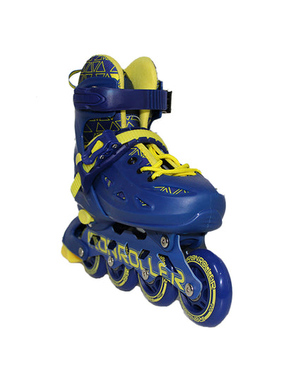 Combo De Patines Ajustables, Casco Y Protecciones Speed Azul