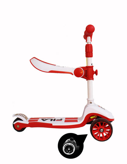 Combo Scooter Infantil Fila Con Asiento Casco Y Protecciones