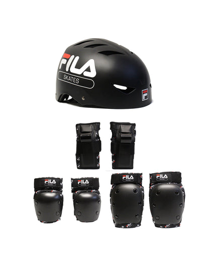 Combo De Casco Y Protecciones Fila Negro