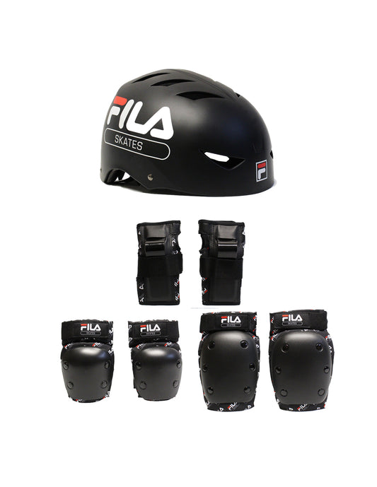 Combo De Casco Y Protecciones Fila Negro