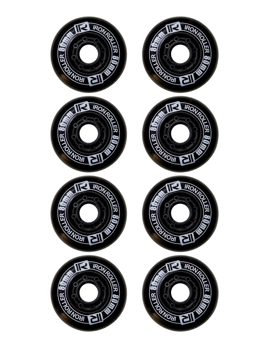 Set 8 Ruedas Iron Roller 80mm Negro Para Patines En Línea