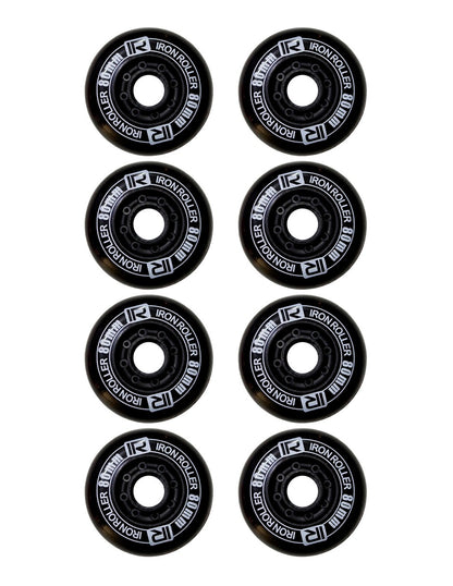 Set 8 Ruedas Iron Roller 80mm Negro Para Patines En Línea