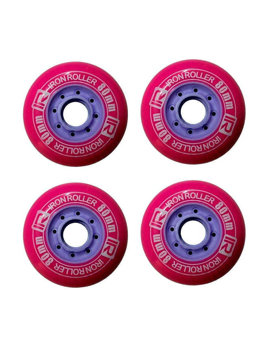 Set 4 Ruedas Iron Roller 80mm Rosa Para Patines En Línea