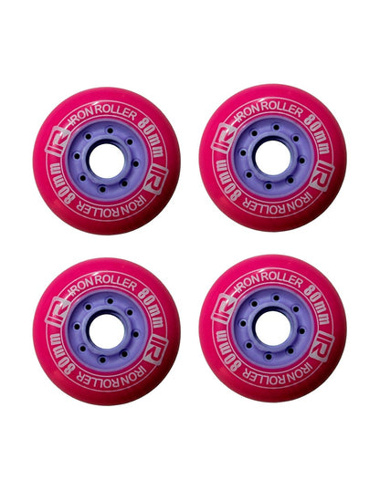 Set 4 Ruedas Iron Roller 80mm Rosa Para Patines En Línea