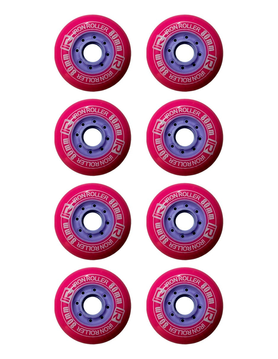 Set 8 Ruedas Iron Roller 80mm Rosas Para Patines En Línea